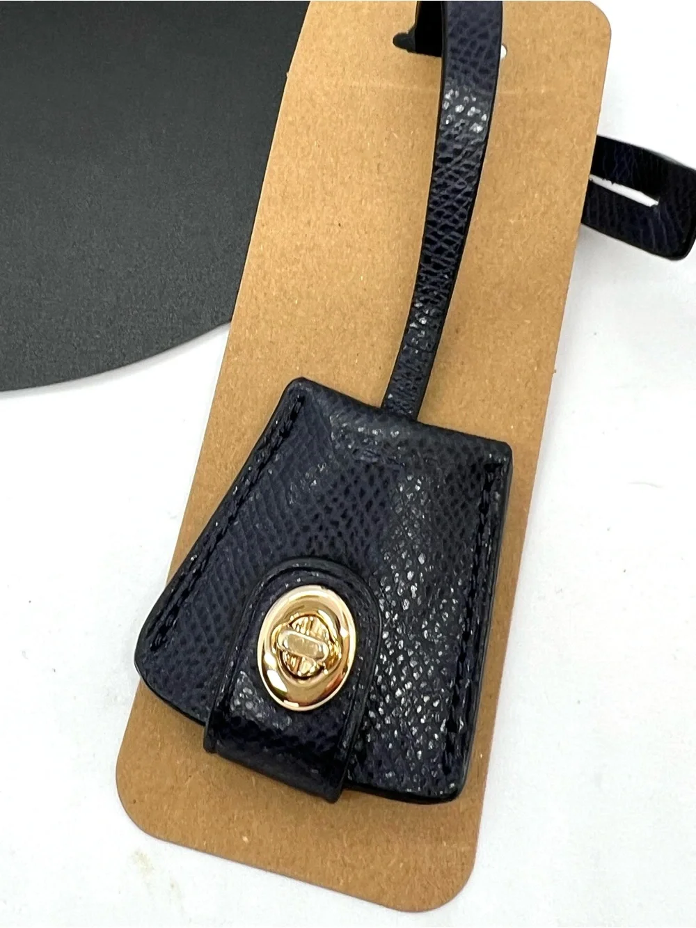 Coach Dark Navy Lizard Embossed Leather Turnlock Clochette Bag Charm Key Fob